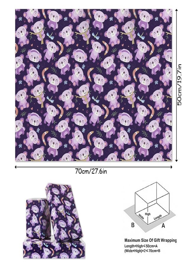Geluode Birthday Wrapping Paper For Kids Girls Boys Women, Cute Koala With Boomerang Design Gift Wrap Paper for Birthday or Baby Shower, 4 Sheets Folded Flat 20x28 Inches Per Sheet - Image 2